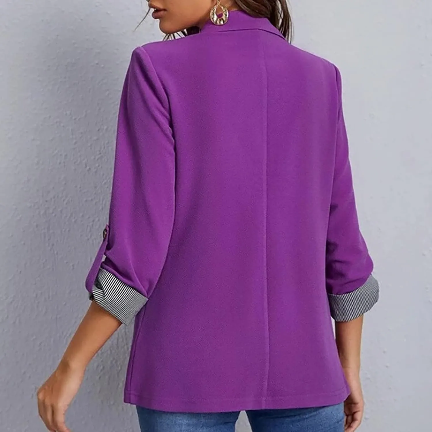 2022 Trendy Blazer Tops for Womens One Button Casual Business Blazer Jackets Women's Lapel Solid Blazers with Pockets