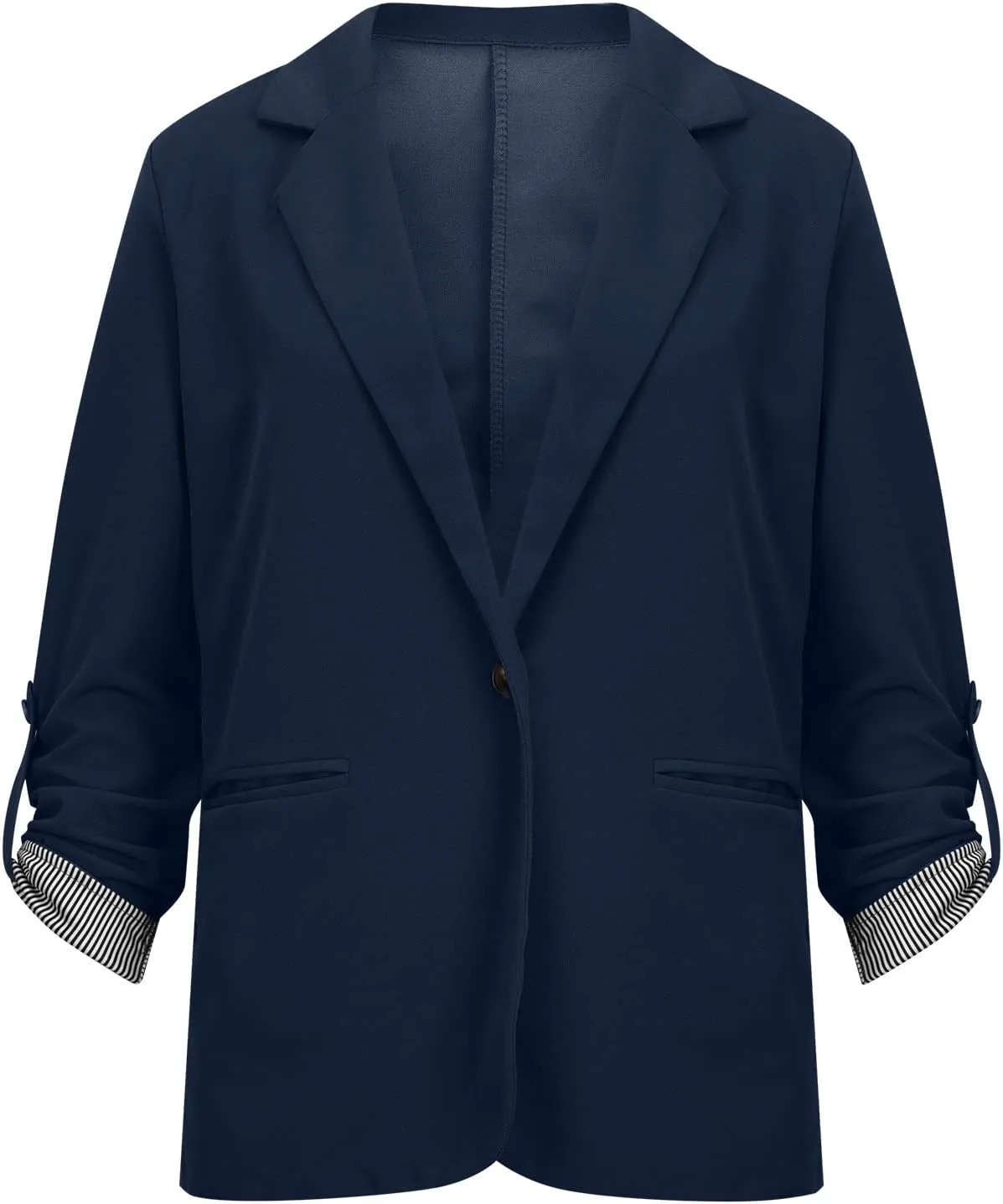 2022 Trendy Blazer Tops for Womens One Button Casual Business Blazer Jackets Women's Lapel Solid Blazers with Pockets