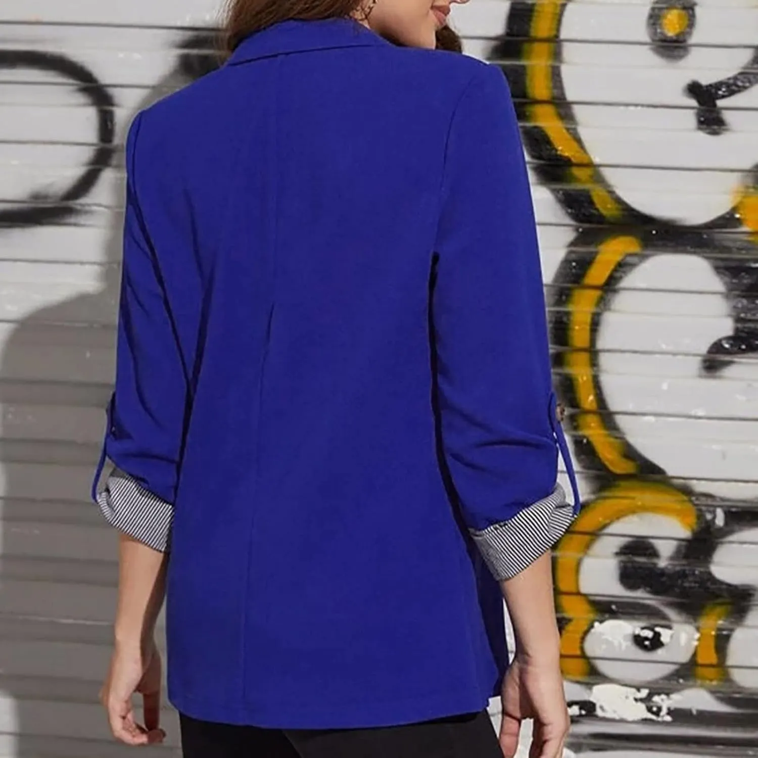 2022 Trendy Blazer Tops for Womens One Button Casual Business Blazer Jackets Women's Lapel Solid Blazers with Pockets