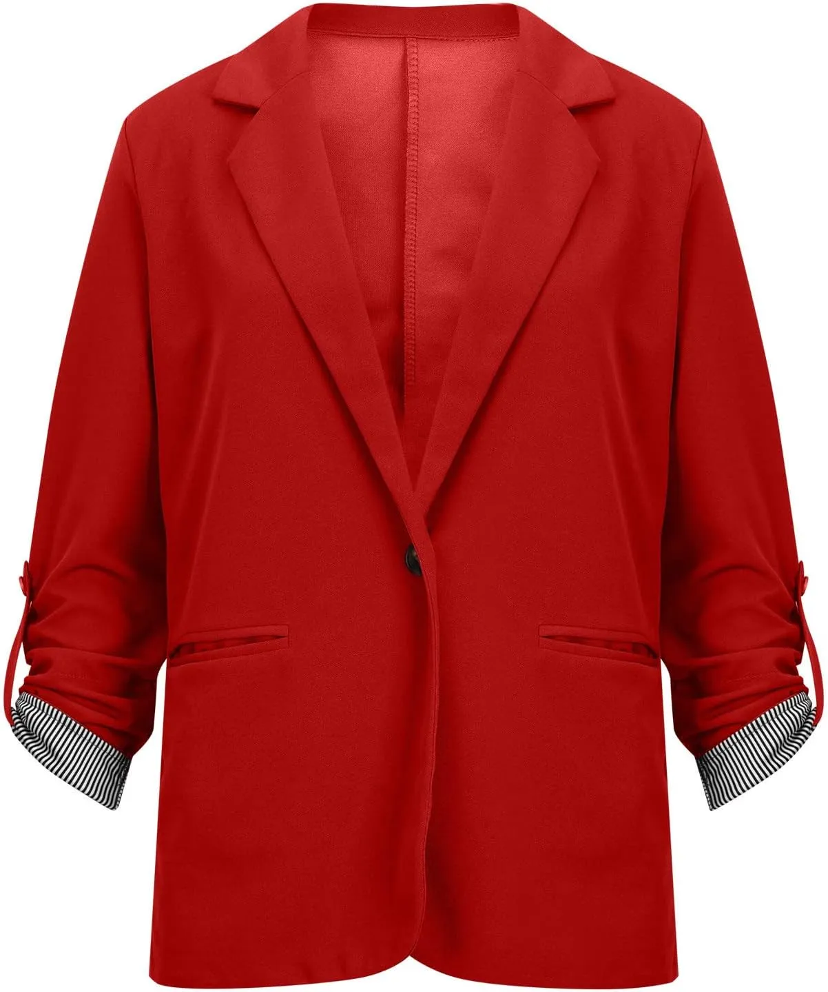 2022 Trendy Blazer Tops for Womens One Button Casual Business Blazer Jackets Women's Lapel Solid Blazers with Pockets