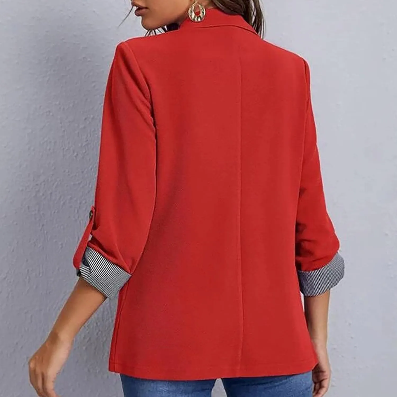 2022 Trendy Blazer Tops for Womens One Button Casual Business Blazer Jackets Women's Lapel Solid Blazers with Pockets
