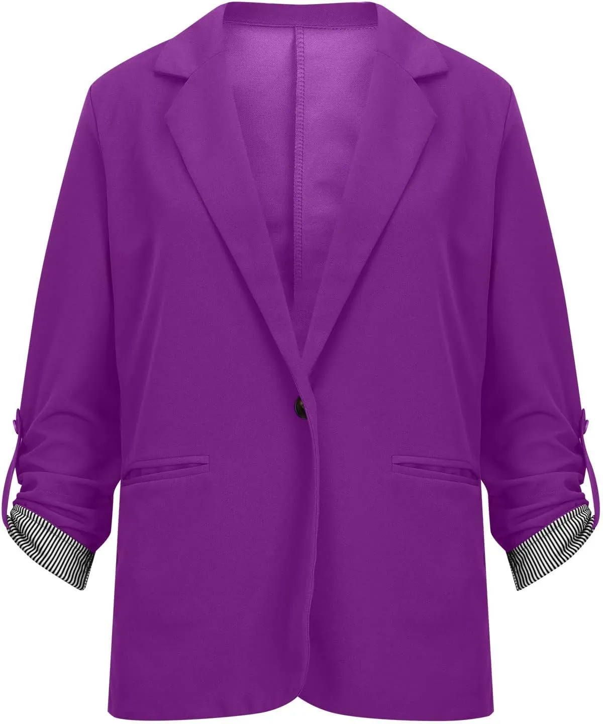 2022 Trendy Blazer Tops for Womens One Button Casual Business Blazer Jackets Women's Lapel Solid Blazers with Pockets