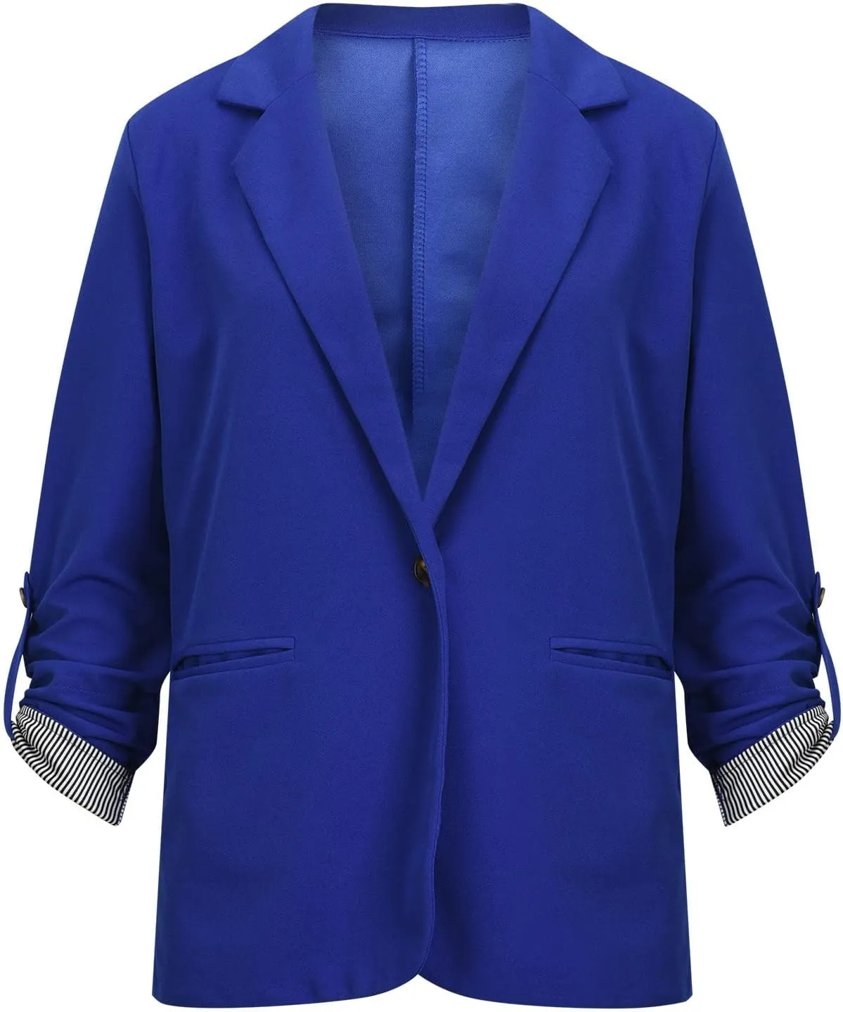 2022 Trendy Blazer Tops for Womens One Button Casual Business Blazer Jackets Women's Lapel Solid Blazers with Pockets