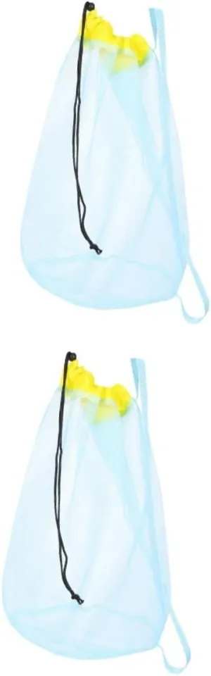 2pcs Boys and Girls Mesh Beach Bag Drawstring Sand Toys Storage Pouch for Boys Girls
