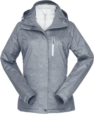 33,000ft Women's 3 in 1 Hooded Waterproof Coat Winter Ski Hiking Rain Jacket Softshell Fleece Lined Raincoat Windbreaker