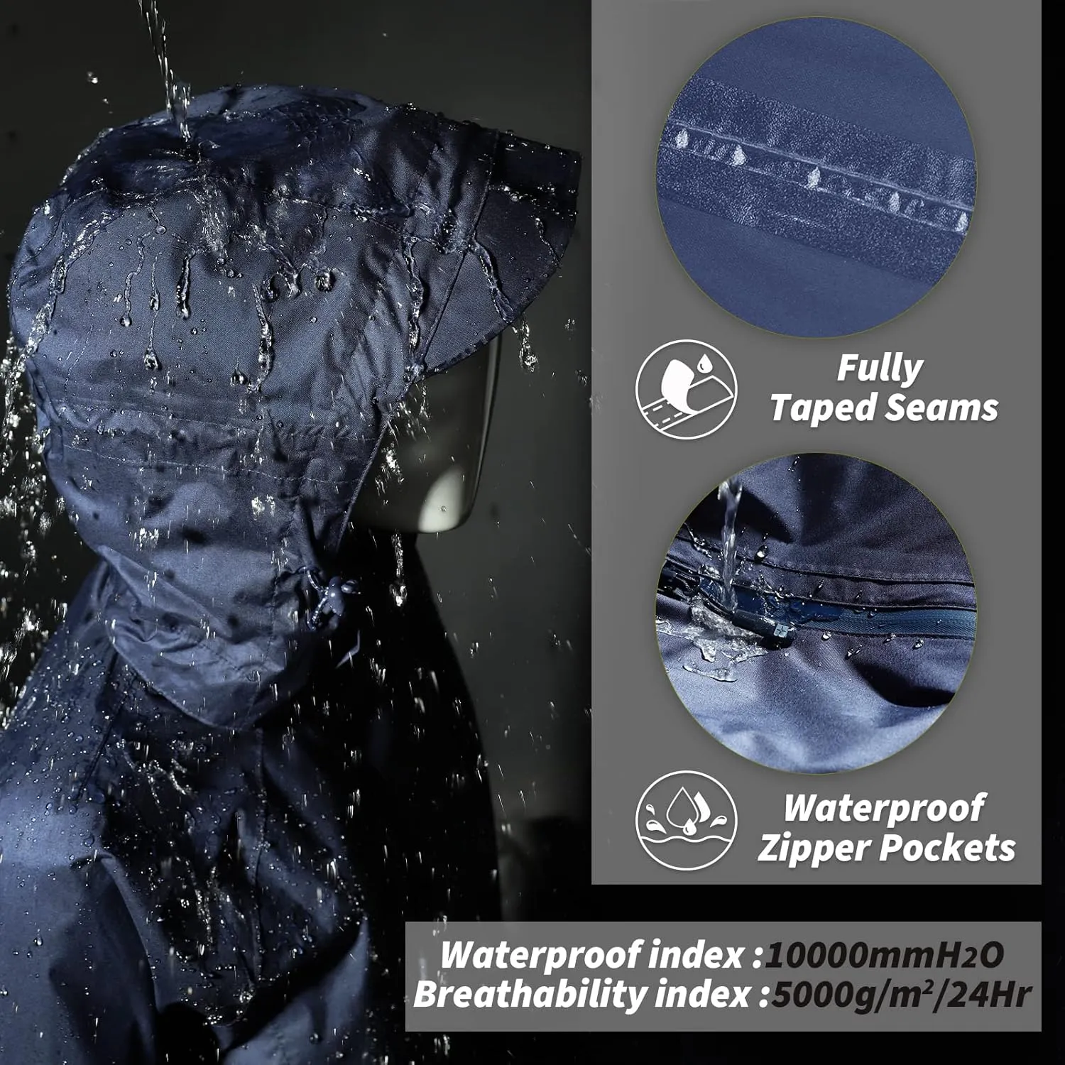 33,000ft Women's 3 in 1 Hooded Waterproof Coat Winter Ski Hiking Rain Jacket Softshell Fleece Lined Raincoat Windbreaker