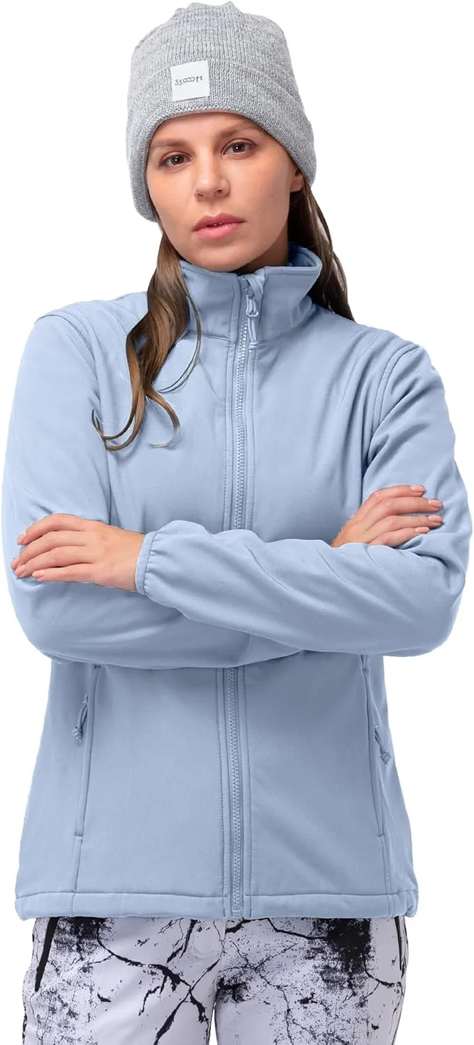 33,000ft Women's 3 in 1 Hooded Waterproof Coat Winter Ski Hiking Rain Jacket Softshell Fleece Lined Raincoat Windbreaker