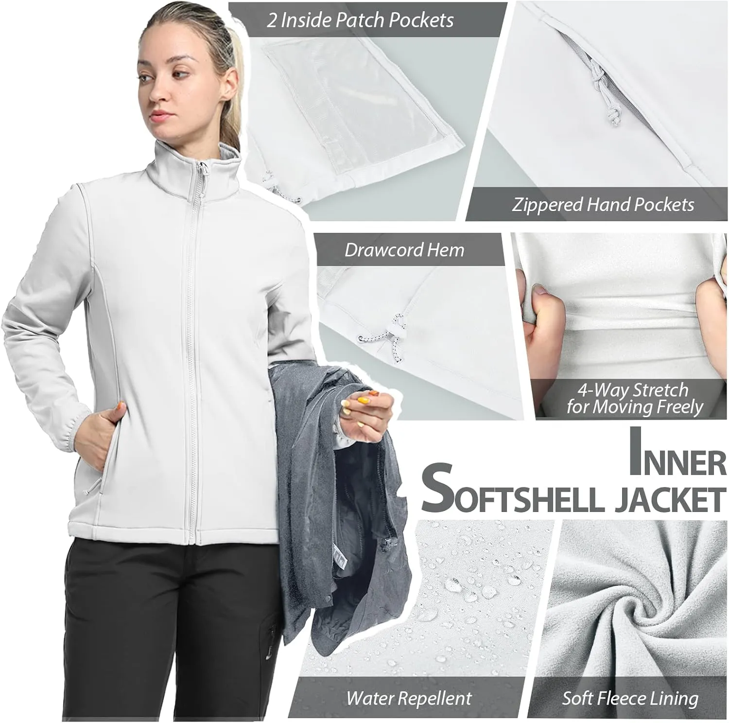 33,000ft Women's 3 in 1 Hooded Waterproof Coat Winter Ski Hiking Rain Jacket Softshell Fleece Lined Raincoat Windbreaker