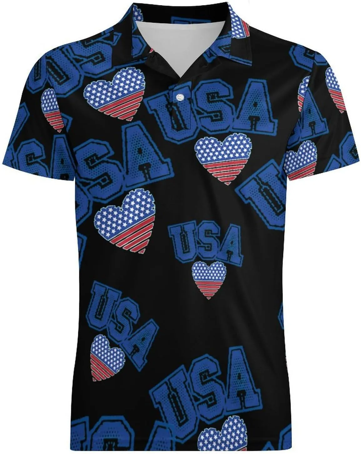 4th of July U.S. Men's Polo-Shirt Regular-Fit Short Sleeve Sports Quick Dry Golf Tennis T-Shirt