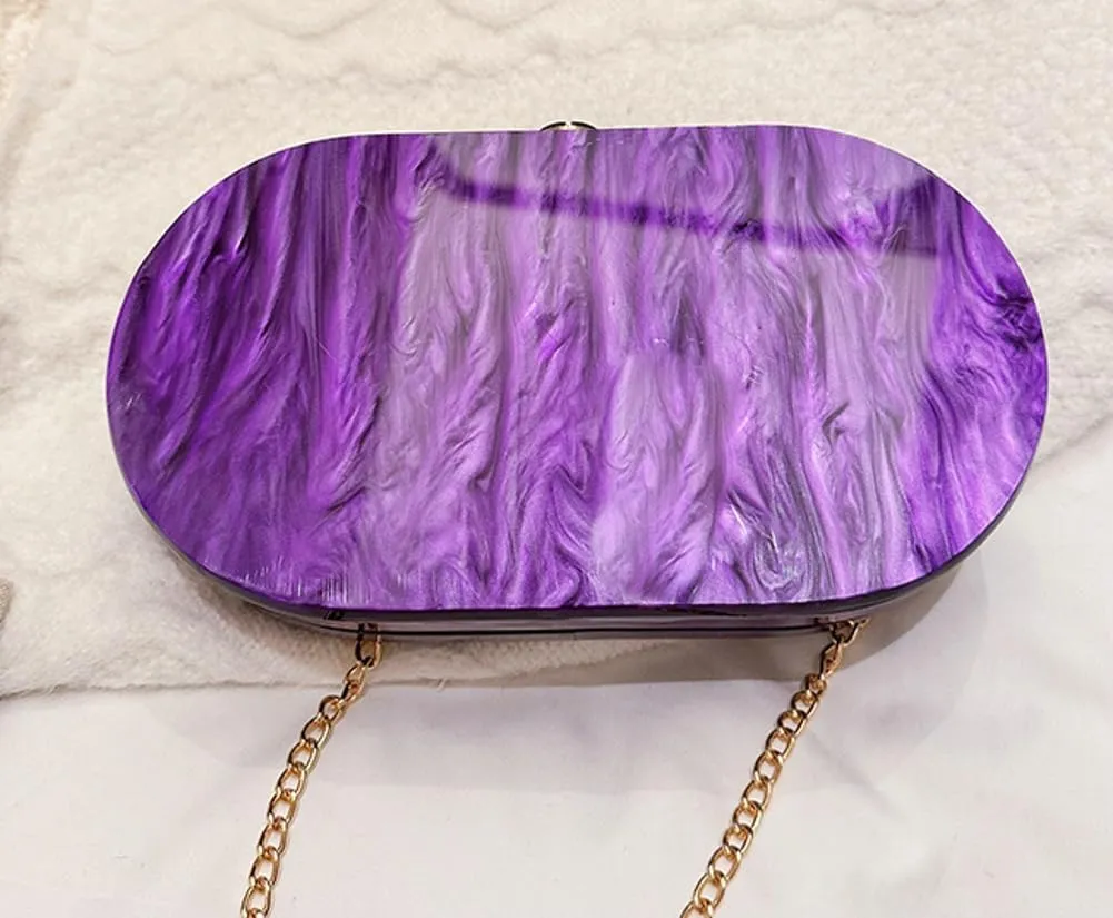 Acrylic Evening Clutch Women 2025 Shell Shape Glitter Marble Purse Handbag Shoulder Crossbody Bag Wedding Party