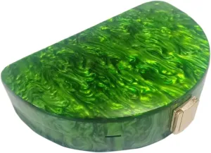 Acrylic Shell Shaped Bag Acrylic Purses and Handbags for Women Marble Clutch Purse for Wedding Party(A-Green)