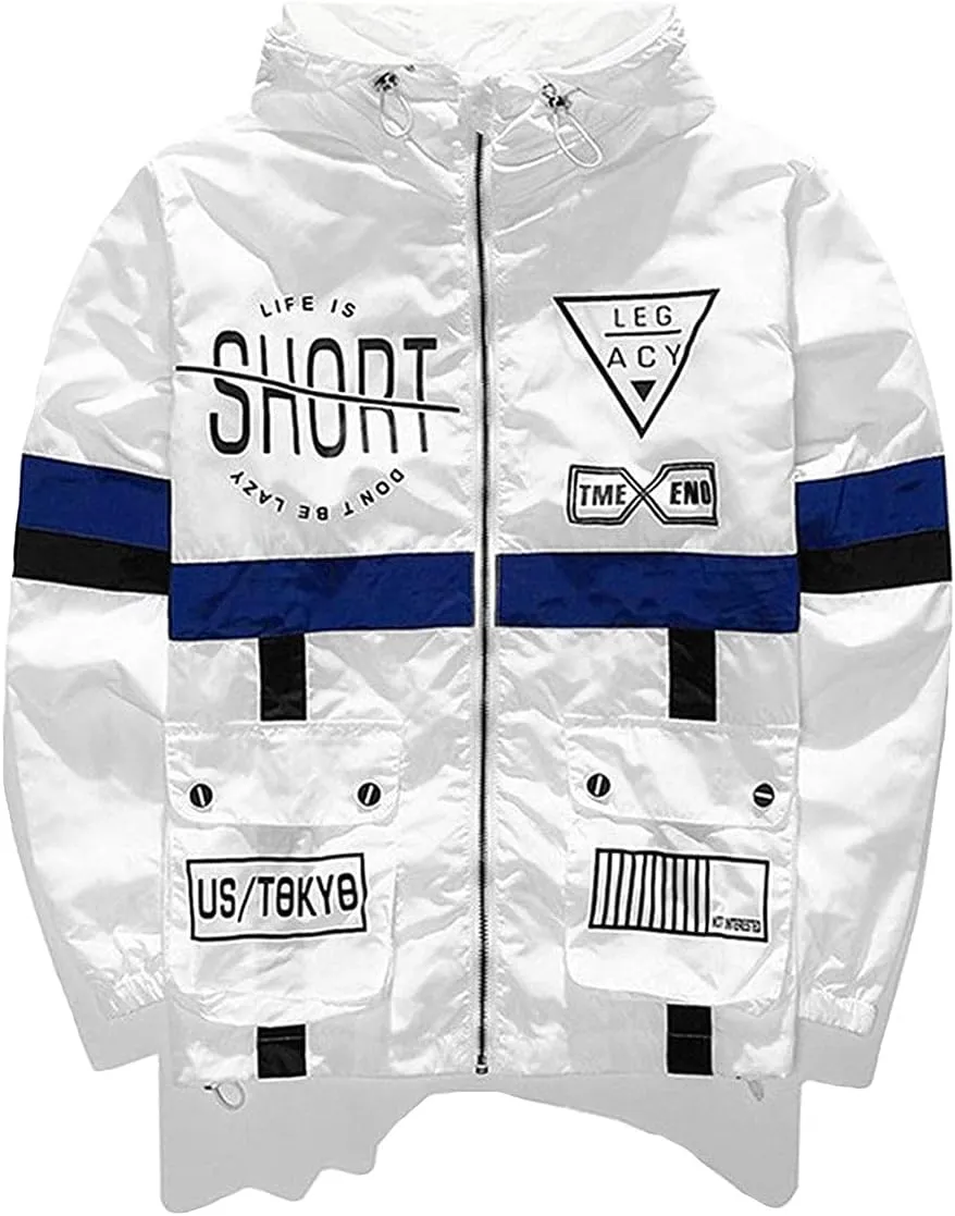 AITFINEISM Men's Lightweight Windbreaker Jacket Casual Zip Up Jackets With Hooded