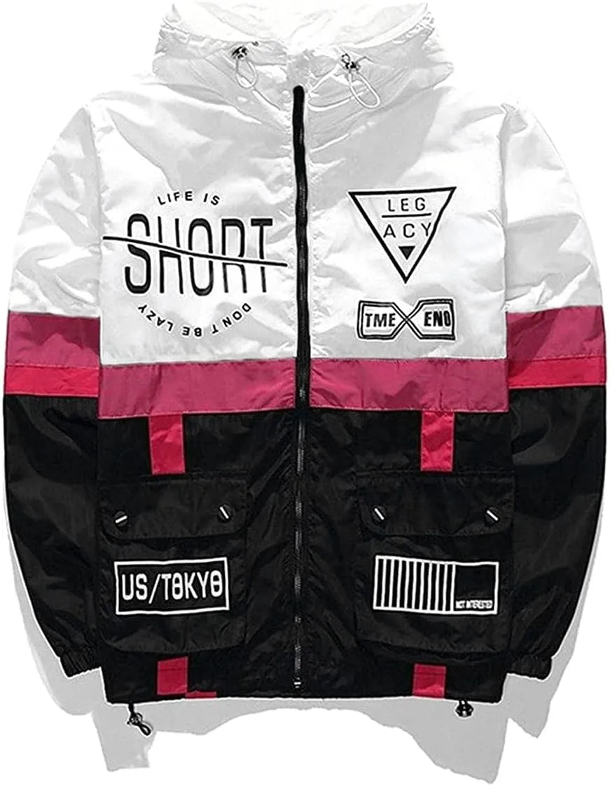 AITFINEISM Men's Lightweight Windbreaker Jacket Casual Zip Up Jackets With Hooded
