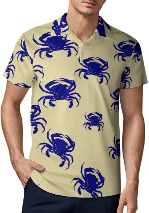 Alaska Flag Crab Men's Polo-Shirt Regular-Fit Short Sleeve Sports Quick Dry Golf Tennis T-Shirt