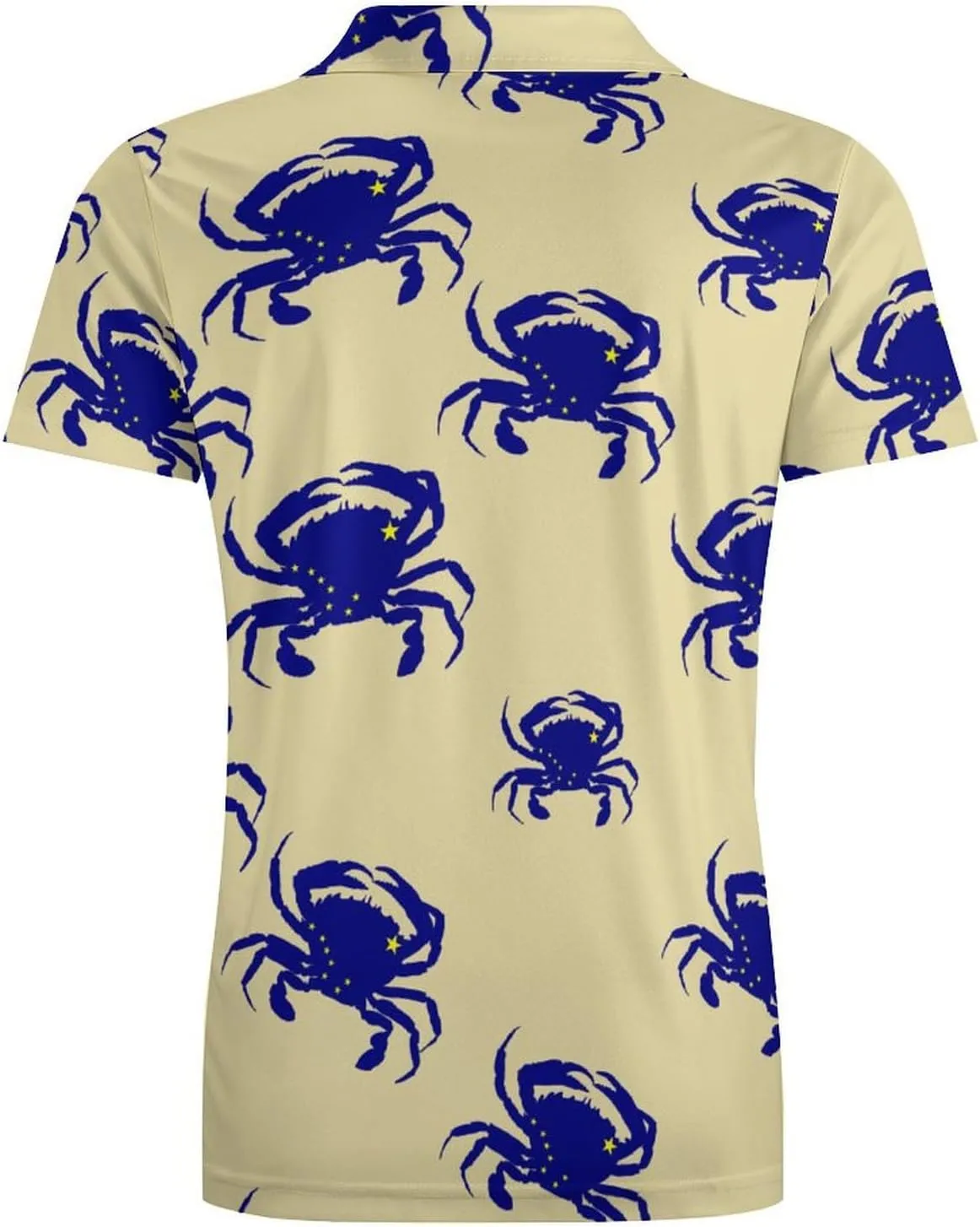 Alaska Flag Crab Men's Polo-Shirt Regular-Fit Short Sleeve Sports Quick Dry Golf Tennis T-Shirt