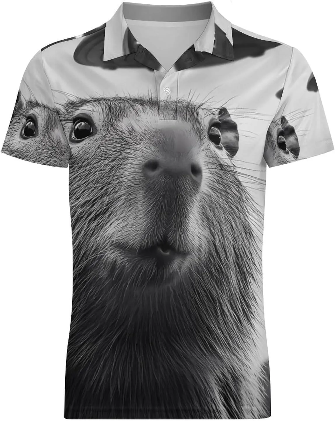 Aliens Capybara Men's Polo-Shirt Regular-Fit Short Sleeve Sports Quick Dry Golf Tennis T-Shirt