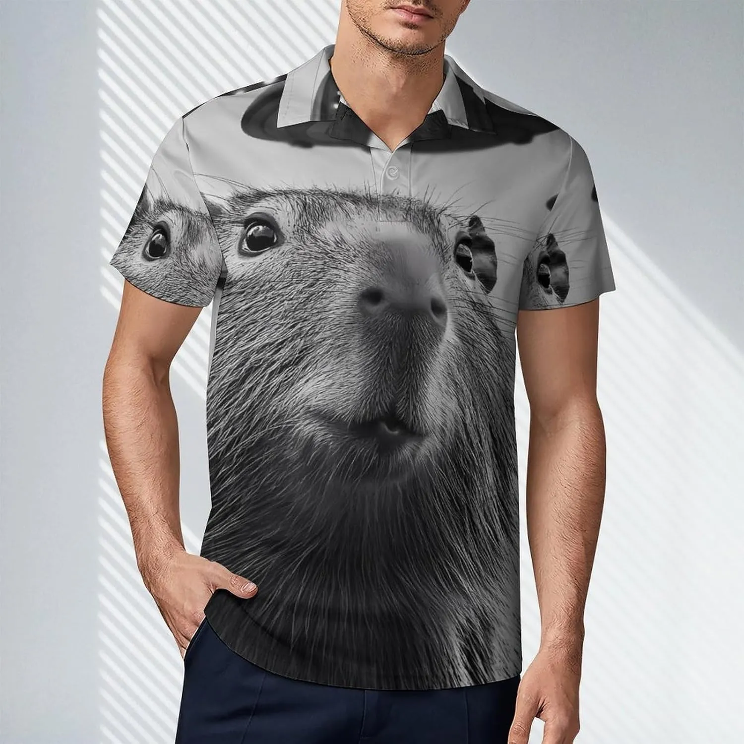 Aliens Capybara Men's Polo-Shirt Regular-Fit Short Sleeve Sports Quick Dry Golf Tennis T-Shirt