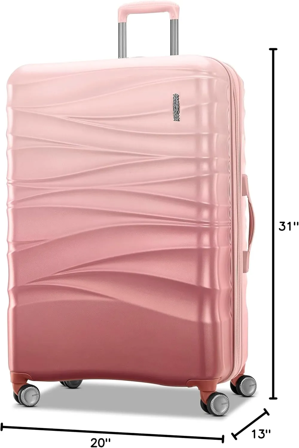 American Tourister Cascade Hardside Expandable Luggage with Spinner Wheels, Pink Blush, 28-Inch