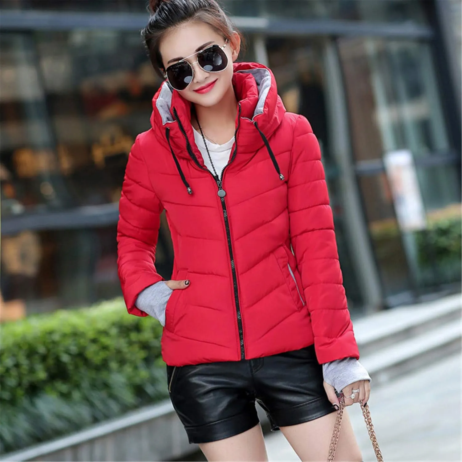 Andongnywell Womem's Stand Collar Packable Short Down Jackets Winter Downs Padded Overcoats Outwears