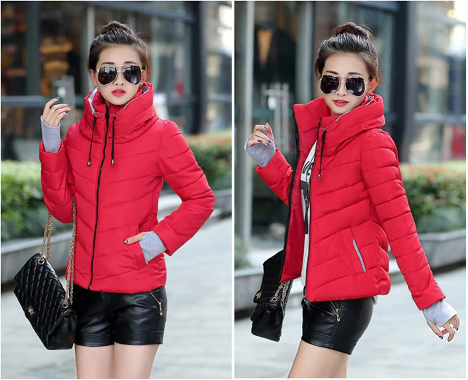 Andongnywell Womem's Stand Collar Packable Short Down Jackets Winter Downs Padded Overcoats Outwears