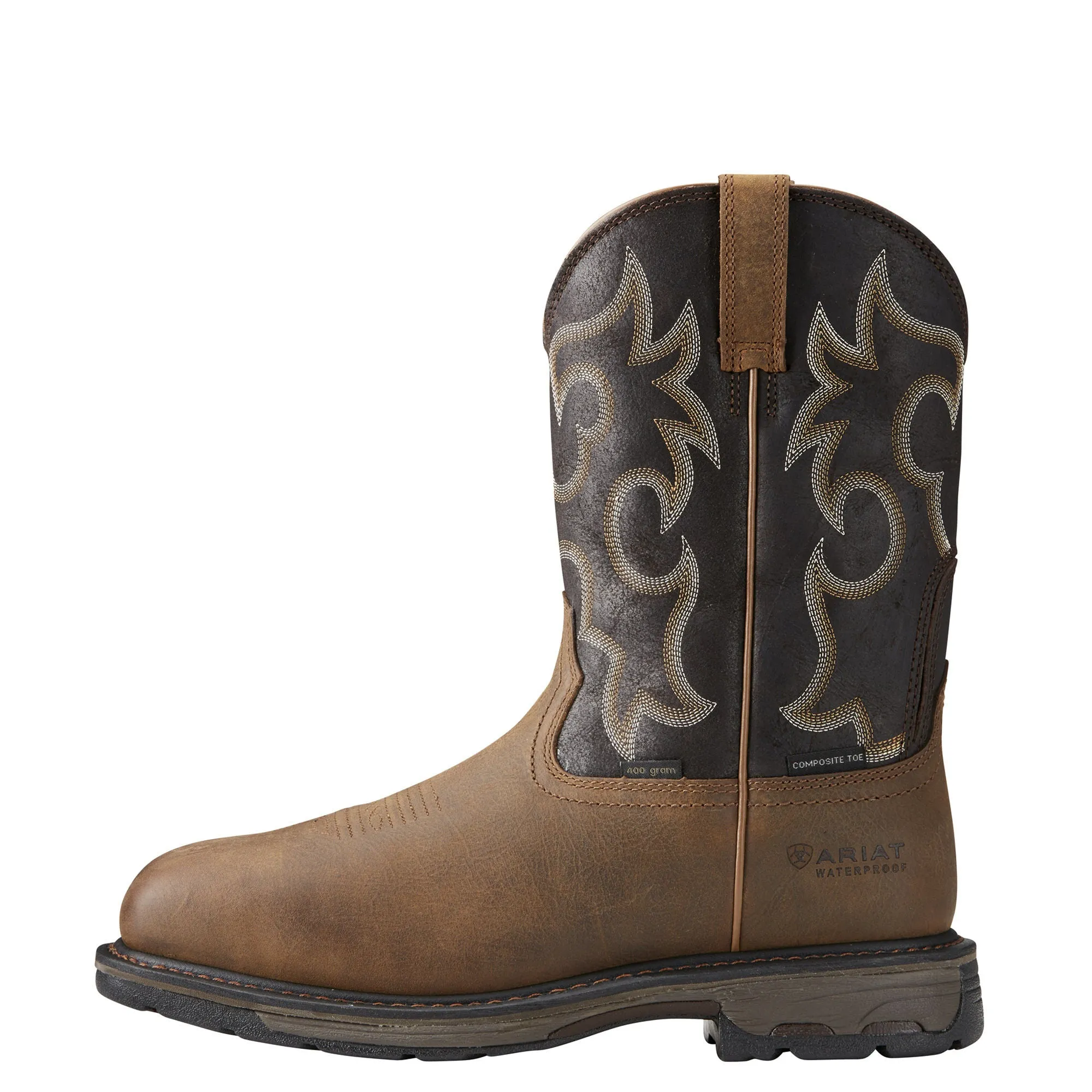 Ariat Mens Workhog Wide Square Toe 400G Waterproof 400G Composite Toe Work Boot Rye Brown