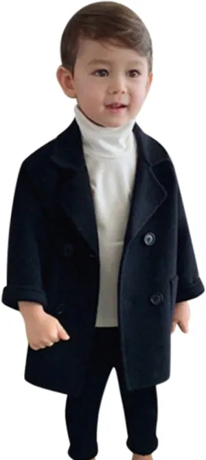Baby Girls Boys Button Formal Coat Toddler Kids Jacket Button Trench Pocket Fall Winter Outwear Christmas Outfit
