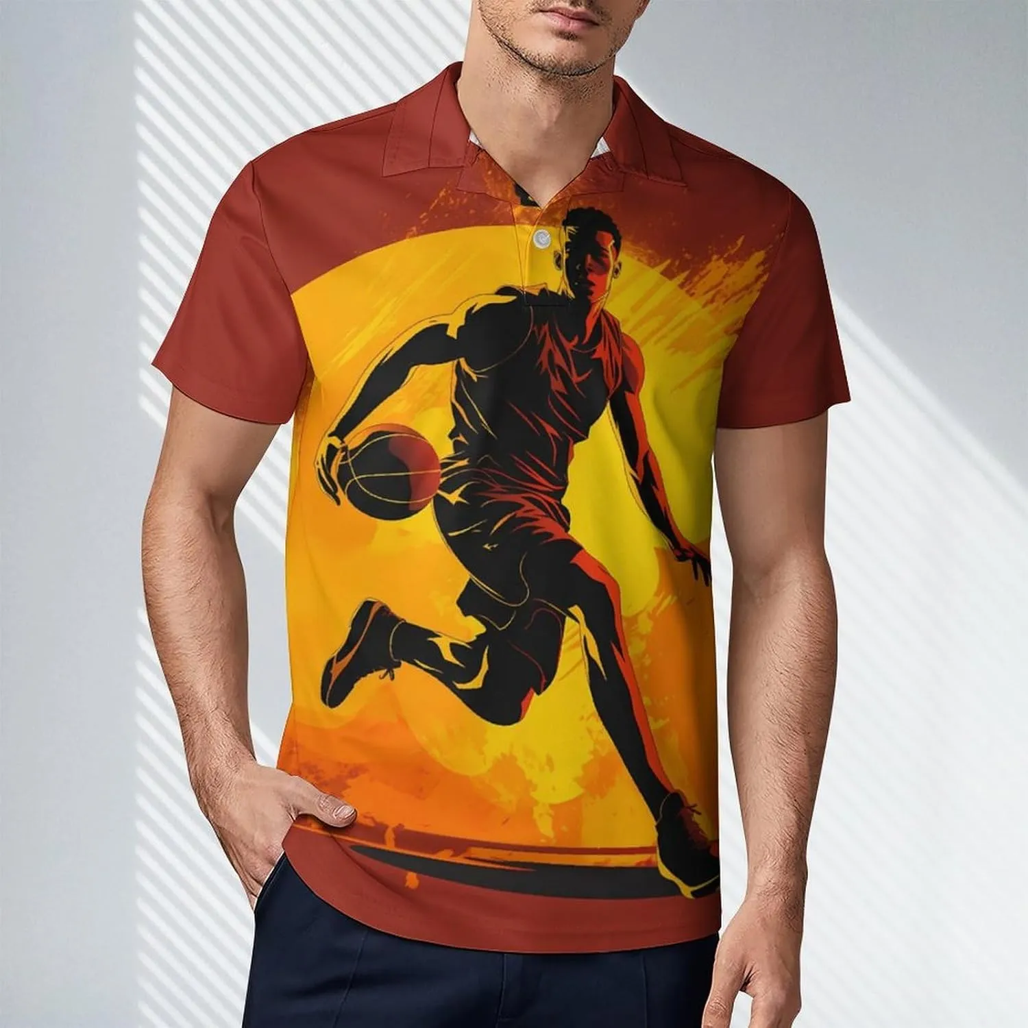 Basketball Player Men's Polo Shirt Short Sleeve Casual Athletic Quick Dry Golf T-Shirts