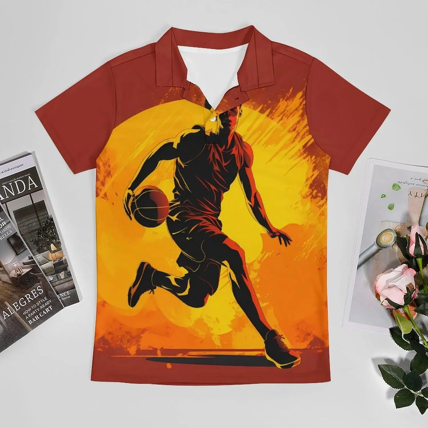Basketball Player Men's Polo Shirt Short Sleeve Casual Athletic Quick Dry Golf T-Shirts