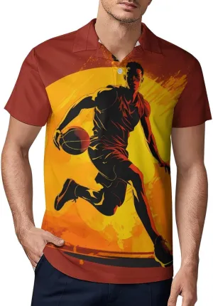 Basketball Player Men's Polo Shirt Short Sleeve Casual Athletic Quick Dry Golf T-Shirts
