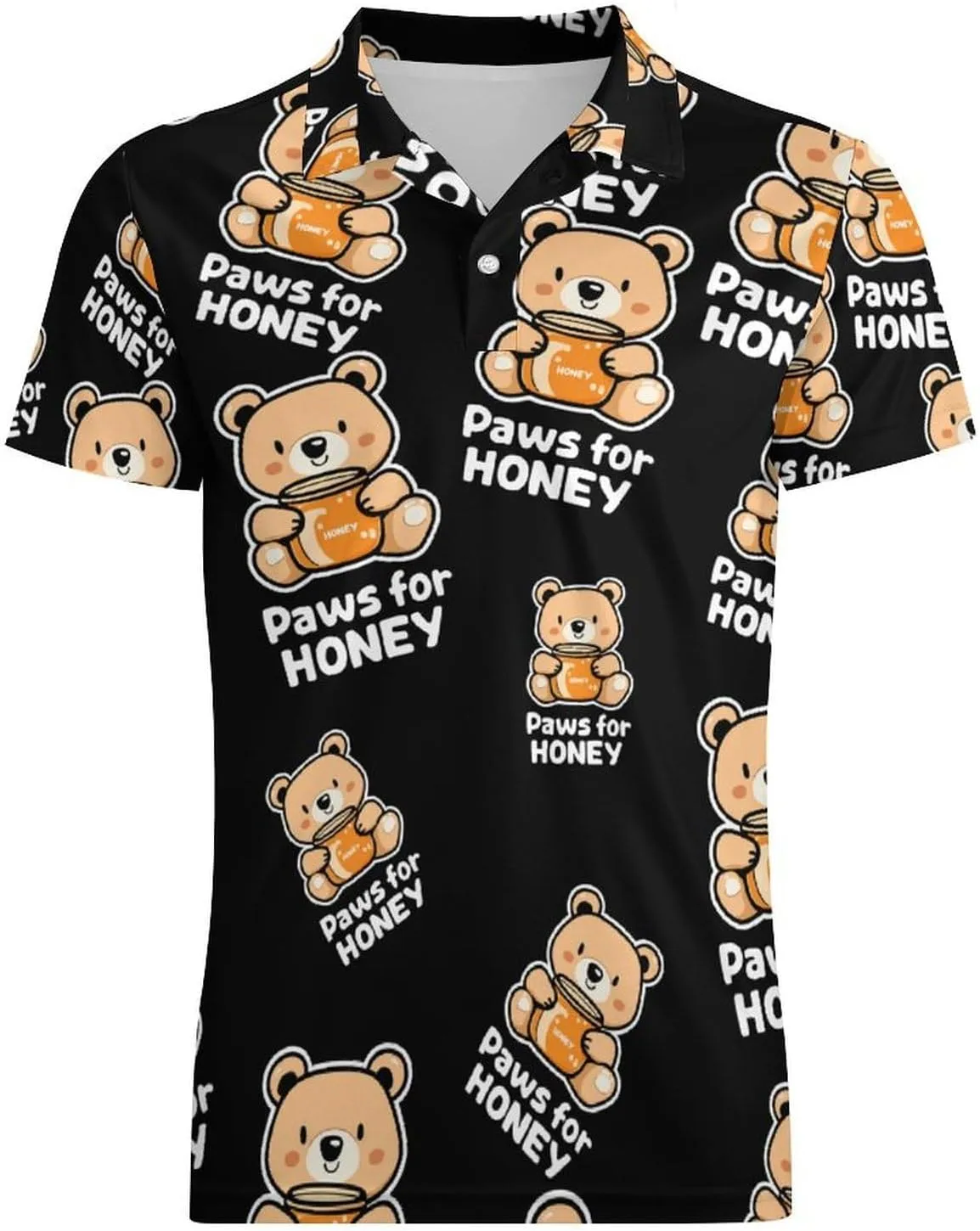 Bear Paws for Honey Men's Polo-Shirt Regular-Fit Short Sleeve Sports Quick Dry Golf Tennis T-Shirt