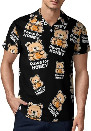 Bear Paws for Honey Men's Polo-Shirt Regular-Fit Short Sleeve Sports Quick Dry Golf Tennis T-Shirt