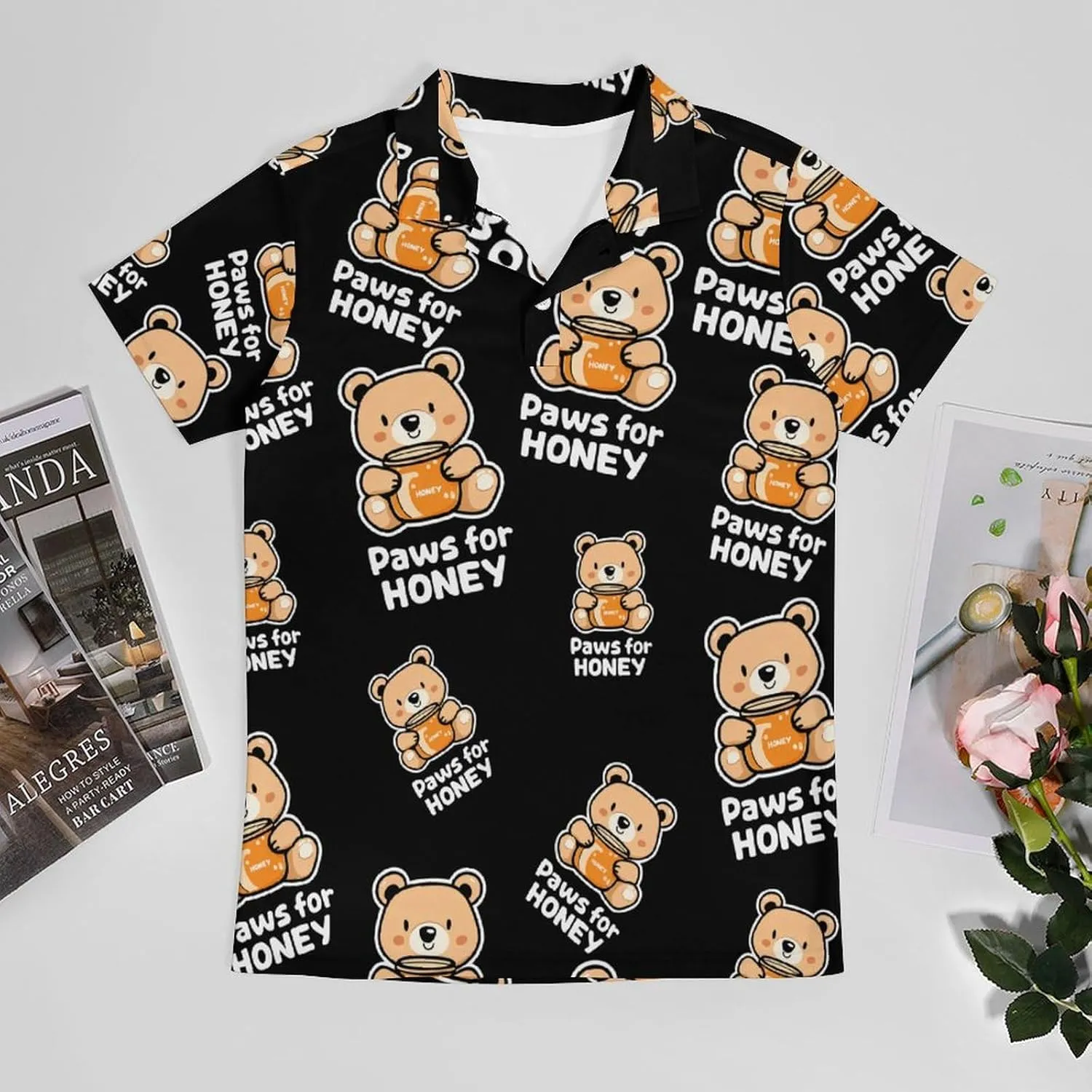 Bear Paws for Honey Men's Polo-Shirt Regular-Fit Short Sleeve Sports Quick Dry Golf Tennis T-Shirt