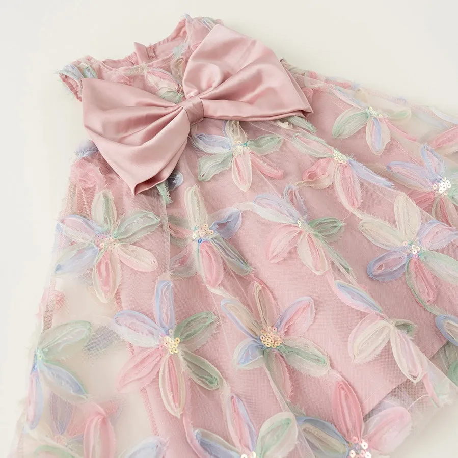 Big Bowknot Flower Tulle Dress
