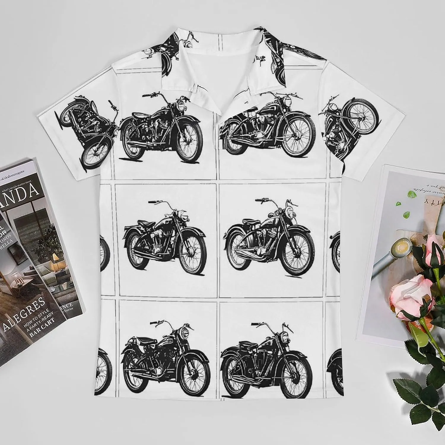 Black And White Motorcycle Men's Polo-Shirt Regular-Fit Short Sleeve Sports Quick Dry Golf Tennis T-Shirt