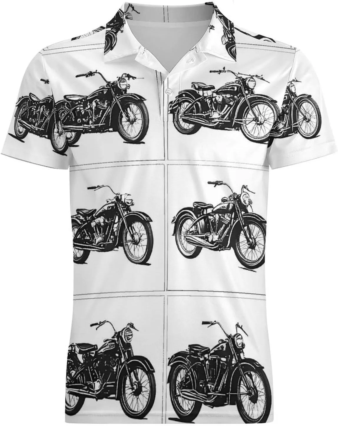 Black And White Motorcycle Men's Polo-Shirt Regular-Fit Short Sleeve Sports Quick Dry Golf Tennis T-Shirt