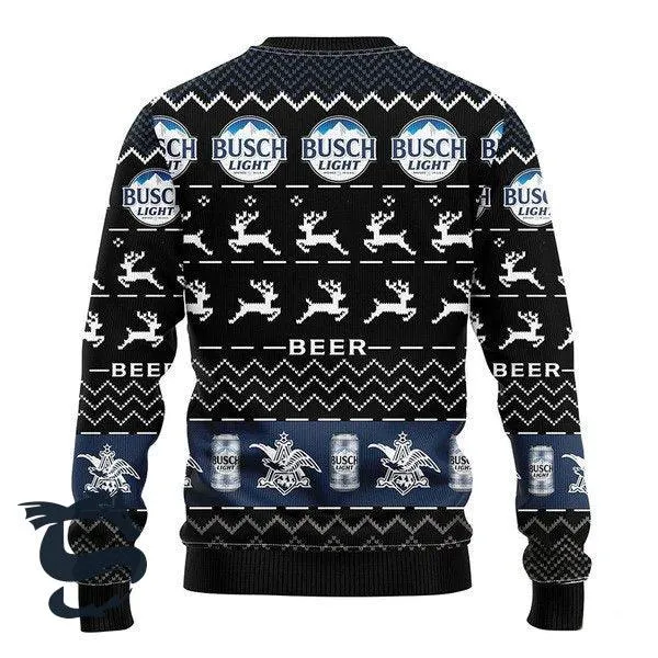 Black Busch Beer Christmas Ugly Sweater