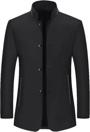 Blazer for Men Casual Business Stand Collar Button Down Formal Suit Jacket Lightweight Slim Fit Daily Sports Coat