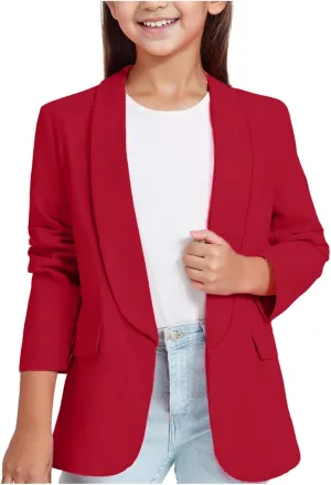 Blazer Jacket For Teen Girls Y2K Solid Lapel Formal Suit Coat Long Sleeve Casual Plus Open Front Dress Tops With Inner Pocket