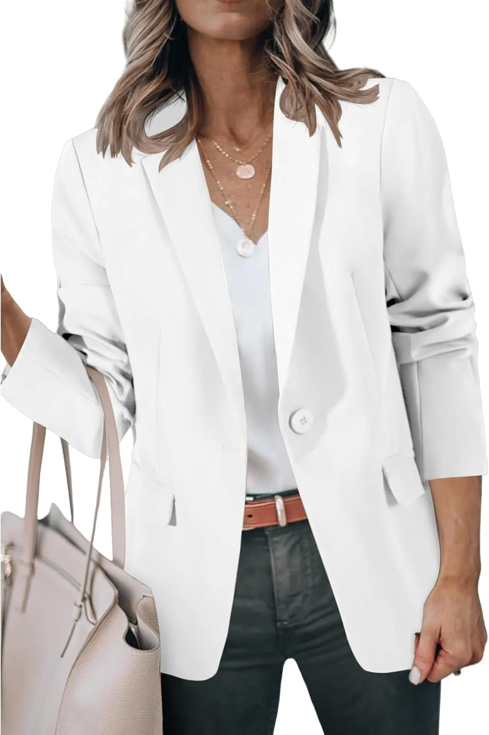 Blazers for Women Business Casual 2025 Trendy Work Suit Jackets Lightweight Elegant Lapel Long Sleeve Office Blazer
