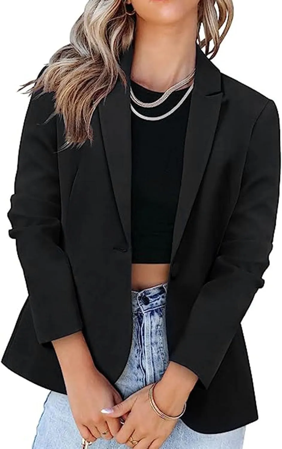 Blazers for Women Business Casual Blazer Long Sleeve Open Front Work Office Blazer Professional Suit Jacket Pockets
