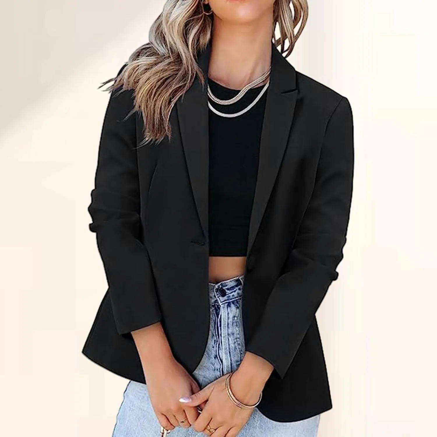 Blazers for Women Business Casual Blazer Long Sleeve Open Front Work Office Blazer Professional Suit Jacket Pockets