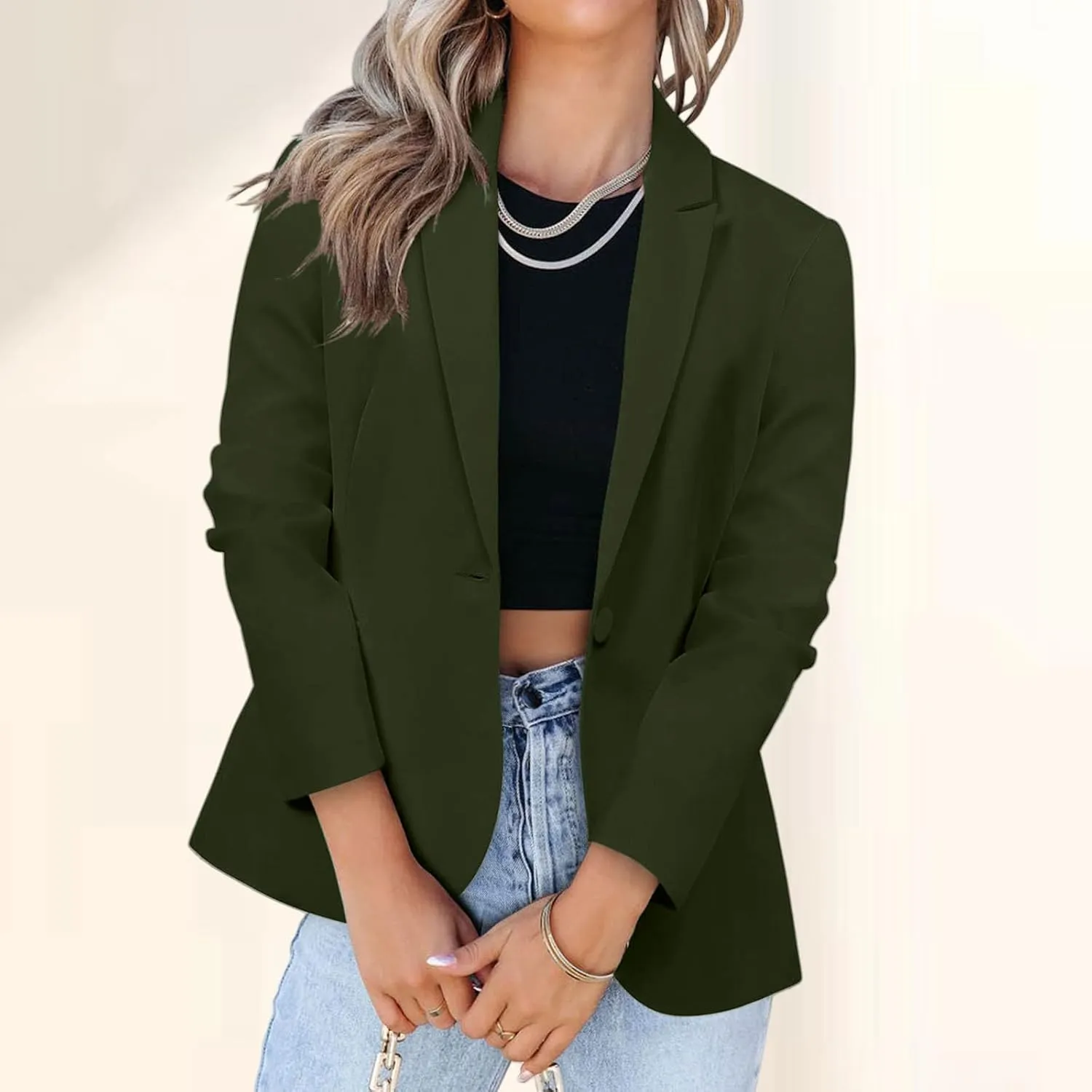 Blazers for Women Business Casual Blazer Long Sleeve Open Front Work Office Blazer Professional Suit Jacket Pockets
