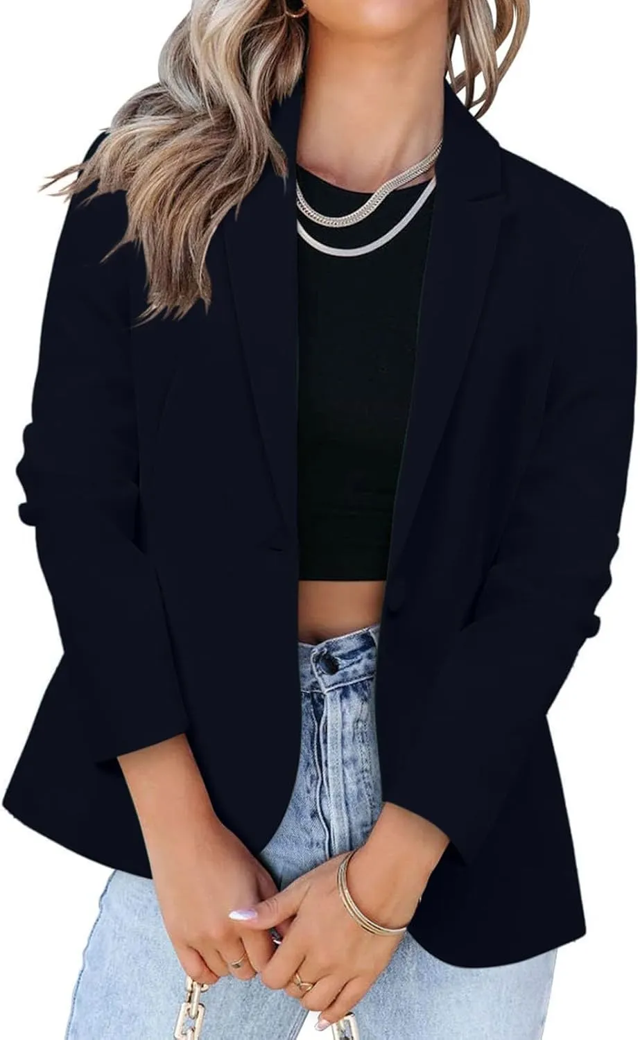 Blazers for Women Business Casual Blazer Long Sleeve Open Front Work Office Blazer Professional Suit Jacket Pockets