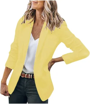 Blazers for Women Open Front Long Sleeve Blazer Jackets Business Casual Outfits Stretchy Lightweight Suit Jackets