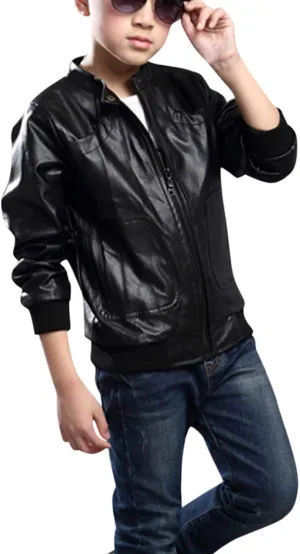 Boys Black Leather Jacket Studded Motorcycle Faux Leather Coat Girls Leather Jacket Toddler Leather Jacket