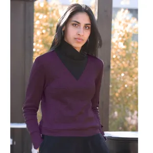Burgundy Contrast Ribbed Cowlneck Top