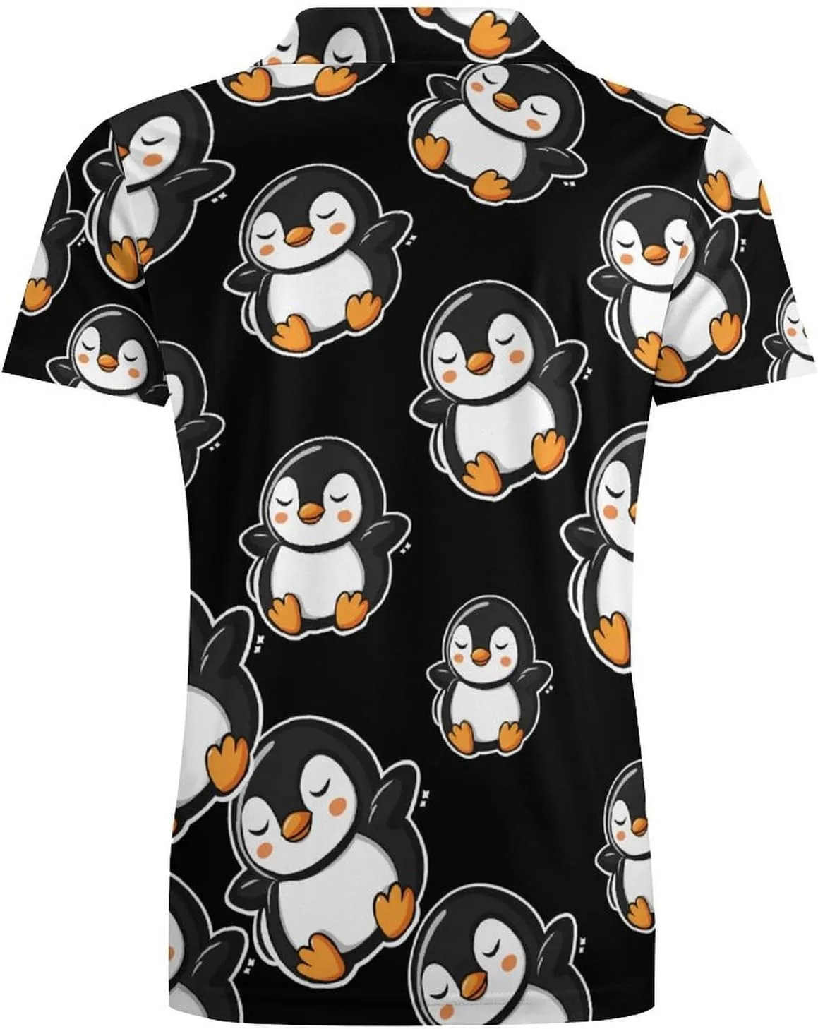 Cartoon Penguin Sleeping Men's Polo-Shirt Regular-Fit Short Sleeve Sports Quick Dry Golf Tennis T-Shirt