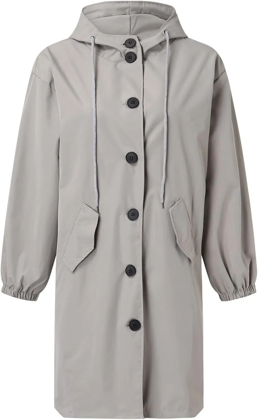 Casual Single Breasted Hooded Jacket, 2025 New Women's Winter Long Sleeve Lapel Button Up Long Coats