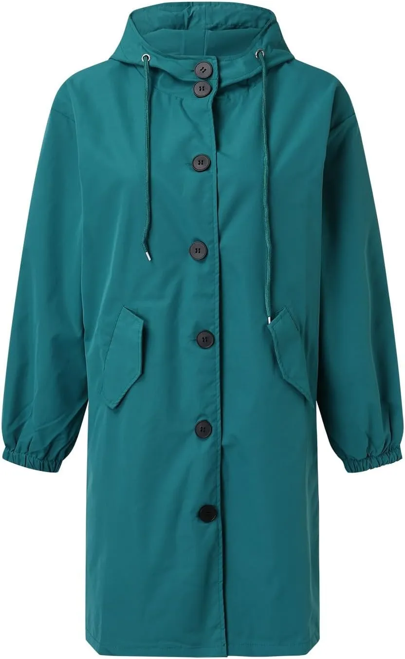 Casual Single Breasted Hooded Jacket, 2025 New Women's Winter Long Sleeve Lapel Button Up Long Coats