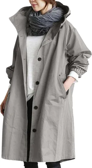 Casual Single Breasted Hooded Jacket, 2025 New Women's Winter Long Sleeve Lapel Button Up Long Coats
